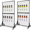 Eastern Tree 2 Packs 3'X 6' Two Gridwall Panels Display Stand with Sturdy T-Base, Black Wire Grid Wall Panels for Craft Show Display Rack, Art Display Stand, Extra More 20 Hooks