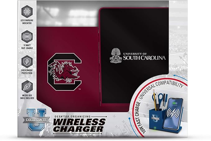 SOAR NCAA Unisex Cell Phone Wireless Charging Stand and Desktop Organizer