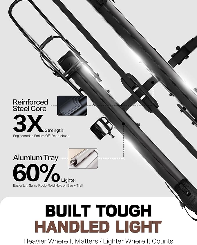 Hitch 2-Bike Rack, 200 lbs Capacity E-Bike Carrier Platform Mount, Up to 5’’ Fat Tire Bicyclefor 2’’ Receiver Cars Trucks SUVs Minivans RV, Trailer