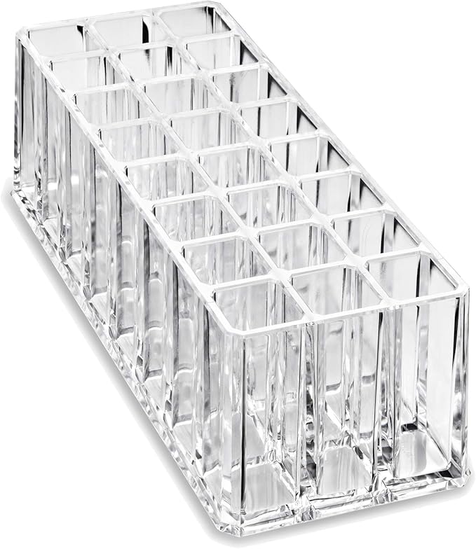 BY ALEGORY Acrylic Lip Gloss Organizer Makeup Storage Organization Refillablle Container Beauty Display Case 24 Space to Organize Tall Lip Gloss Lipsticks (2)