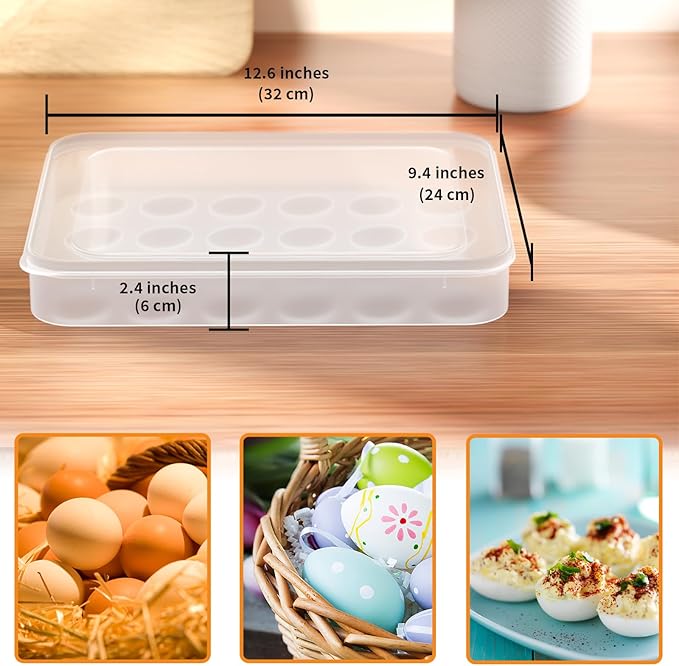 77L Deviled Egg Containers with Lid, (Set of 3), Plastic Egg Holder for Refrigerator for 72 Eggs, Clear Storage Deviled Egg Carrier Tray, Fridge Stackable Countertop Portable Egg Platter