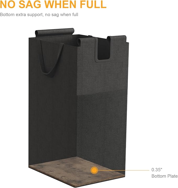 Laundry Basket Five Laundry Hamper with Removable Bags, Fabric Handles, Large Top Shelf and Laundry Bag for Bathroom, Dorm, Laundry Room