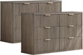 LEYAOYAO Fluted 6 Drawers Dresser Set of 2, 48" Wide Modern Chest of Drawers with Wood Grain Top, Curved Profile Design, Dresser TV Stand, Wooden Drawer Organizer for Bedroom, Living Room,Hallway,Grey