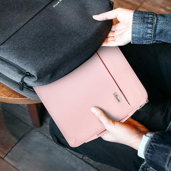 Voova Laptop Sleeve Case 13 13.6 Inch for Women, 360°Protective Waterproof Slim Computer Bag Cover Compatible with MacBook Air 13 M1/M2/M3/M4 2020-2024, MacBook Pro 13, IPad Air/Pro 13, Pink