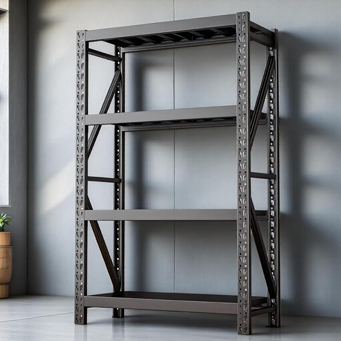 torage Shelves,Garage Shelving Heavy Duty Metal Adjustable Garage Shelves, Shelving Units Industrial Shelving for Warehouse(Black, W31.5*D19.7*H63)
