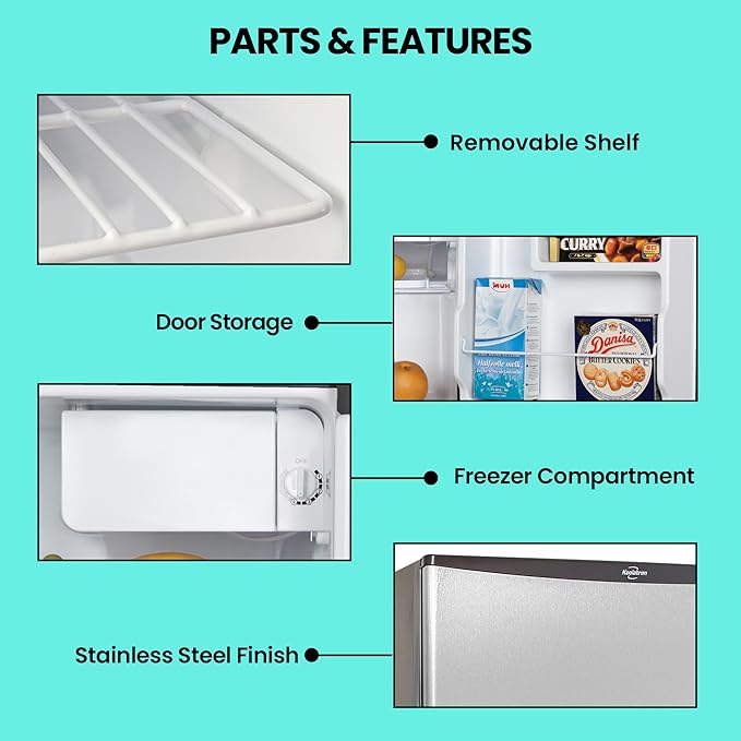 Koolatron Refrigerator - Mini Fridge With Freezer For Kitchen, Bedroom, office, Dorms, Cool Storage For Wine, Beverages, Compact Free Standing, Neveras Pequeñpara, 1.6 Cubic Feet Capacity, White