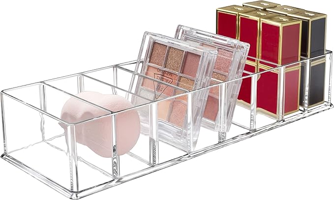 Detachable Makeup Organizer, 8 Compartments Acrylic Cosmetic Storage Jewelry Display Boxes, Clear Drawer Organizers Case for Dresser Vanity Bathroom Kitchen
