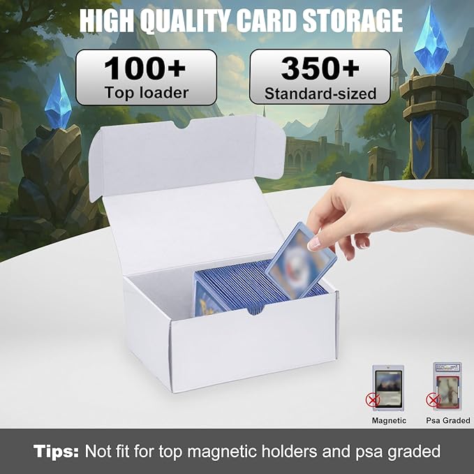 Toploader Trading Card Storage Box, 10-Pack 100 Count White Corrugated Cardboard Bulk Sports Top Loaders Storage Box for TCG/Magic/Mtg Basketball Cards, Collectible Trading Card Organizer