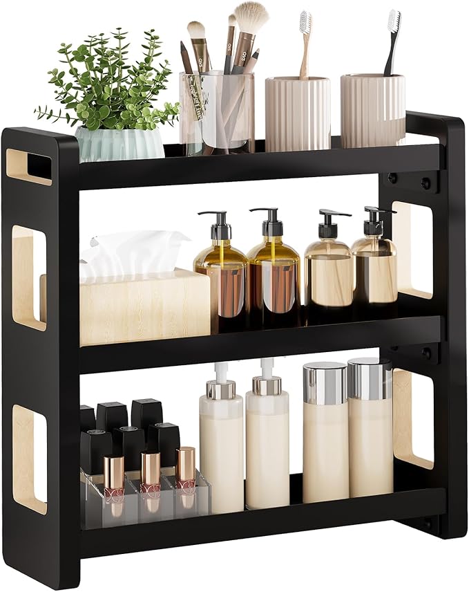 Bathroom Counter Organizer,Bathroom Counter Shelf,Bathrooms Organizers,Under Sink Organizer,Cologne Organizer For Men,Cologne Stand,Spice Rack,Cabinet Organizers(Black 3 Tier)