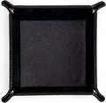 PU Leather Valet Tray for Mens and Women Catchall Tray for Keys,Watch,Jewelry Small Nightstand Bedside and Entry Table Tray Gift for Dad Husband (Black)