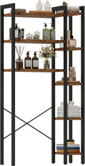 IRONCK Over The Toilet Storage with 8-Titer Shelf, Mass-Storage Side Storage Open Rack, Freestanding Bathroom Organizer Space Saver, for Bathroom, Restroom, Laundry, Vintage Brown