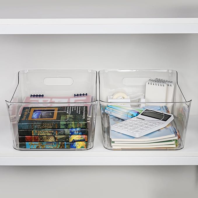 Tiawudi 6 Pack Plastic Storage Bins, Extra Large Pantry Organizer, 13.5" x 10" Clear Storage Containers and Organizer Bins, Multi-Use Bins for Home, Kitchen, Closet and Cabinet