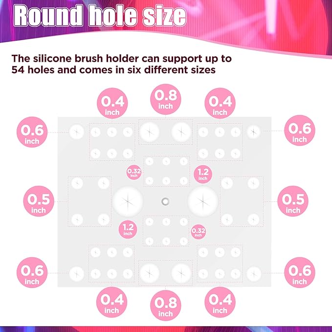 Jetec 54 Holes Acrylic Brush Holder Makeup Brush Drying Rack Collapsible Holder Stand for Acrylic Nail Lover(White)