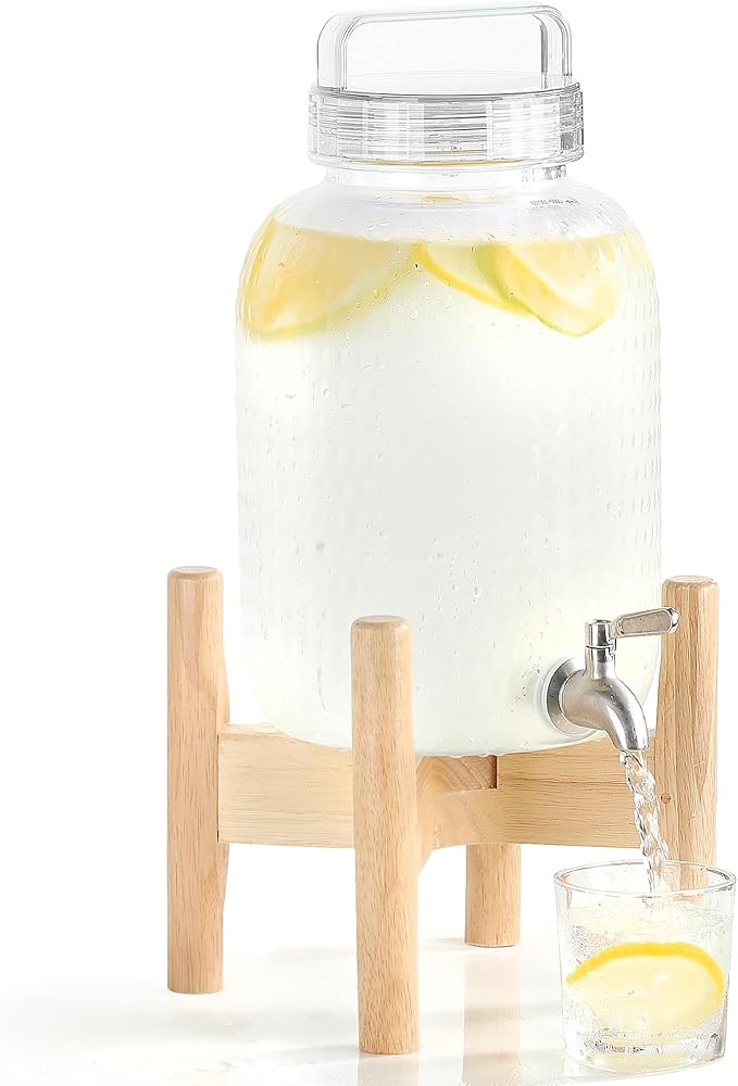 EGGKITPO 1.5 Gallon Polycarbonate Drink Dispensers for Parties 304 Stainless Steel Spigot Lemonade Dispenser with Stand Holloween Water Dispenser for Wedding Sun Tea Jar BPF FREE