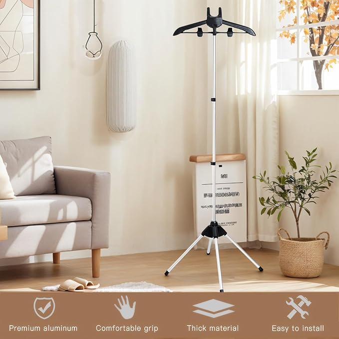 Clothes Steamer Stand Hanger with Steamer Ironing Glove for Steaming Clothes, Handheld Garment Steamer Rack with Grey Mini Handhelded Ironing Pad Board