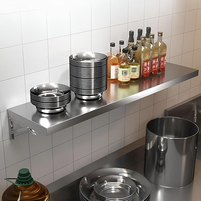 Wall Mounted Folding Table,304 Stainless Steel Wall Folding Desk,Floating Table for Wall,Laundry Room Folding Table,Home Bars and Dining Establishments(100x40cm /39.4"x15.7")