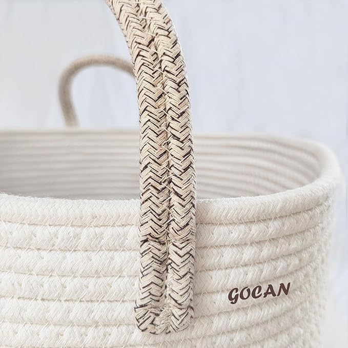 large tall sturdier Laundry Hamper Basket Woven Storage Baskets for clothes Pillows Blanket Toy in living or bed room decoration H50XD38cm borwn/beige