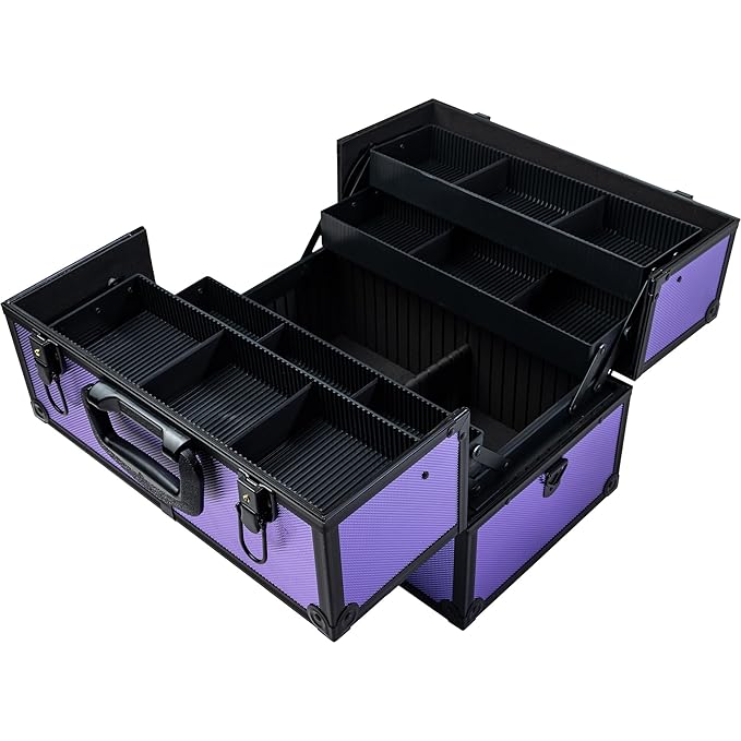 SHANY Essential Pro Makeup Train Case Cosmetic Box Portable Makeup Case Cosmetics Beauty Organizer Jewelry storage with Locks, Multi Compartments Makeup Box and Shoulder Strap - Lily