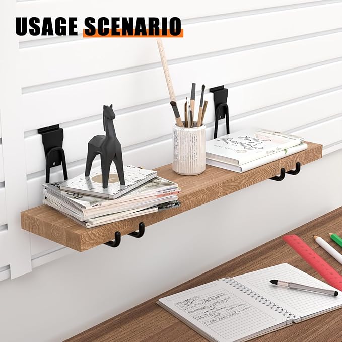 18-Pack Heavy-Duty Slatwall Hooks in Black, Firmly and Durable Garage Wall Organizer for Tools, Garden Equipment & Utility Storage, Garage Hooks for Hanging