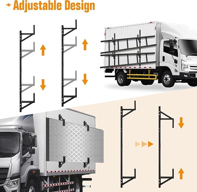 Trailer Ladder Rack, Ladder Rack for Trailer Fit for Cargo Open and Enclosed Trailer Exterior Side Wall - Carry 2 Ladders