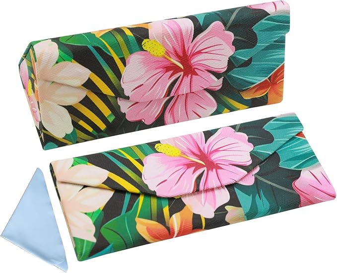 Foldable Glasses Case, Magnetic PU Leahter Sunglasses Case, Cute Hard Shell Folding Eyeglass Cases for Women Kids