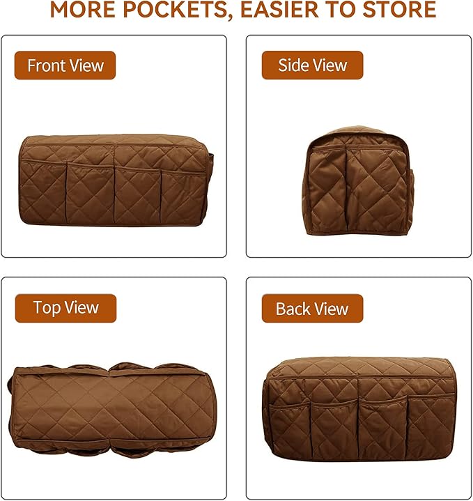 MEHIDFY Armchair Caddy, Waterproof Sofa Armrest Organizer, Non Slip Recliner Organizer, Remote Holder for Recline, Recliner Caddy with 14 Pockets Storage for TV Remote, Phone, Magazine (Brown)