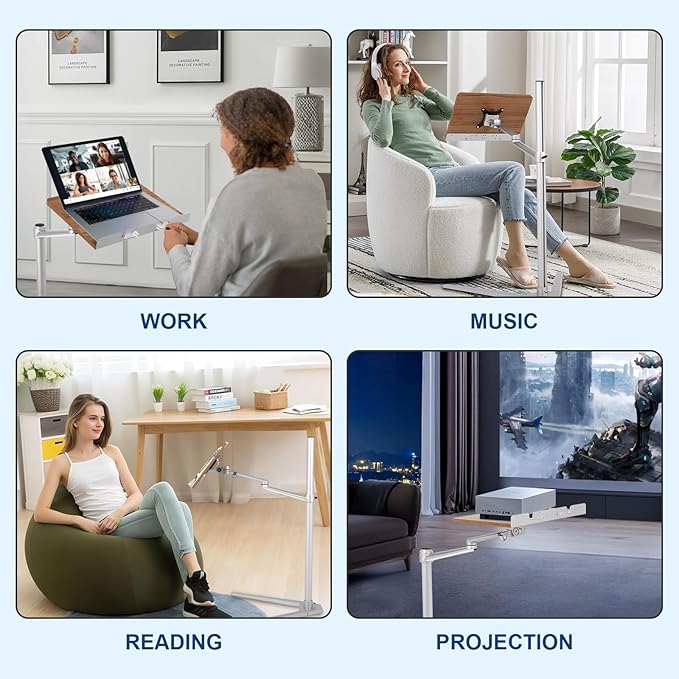FAHKNS Book Stand for Reading，Multifunctional Book Stand for Reading with Wooden Platform & Elastic Book Clip，Suitable for Holding Books，Laptops，Tablets，Mobile Phones，Projectors