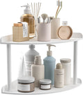 2 Tier Acrylic Corner Shelf Organizer Storage 9.5x9.5x8 Inch, White Countertop Corner Shelf for Bathroom, Kitchen, Bedroom, Office, Study Room