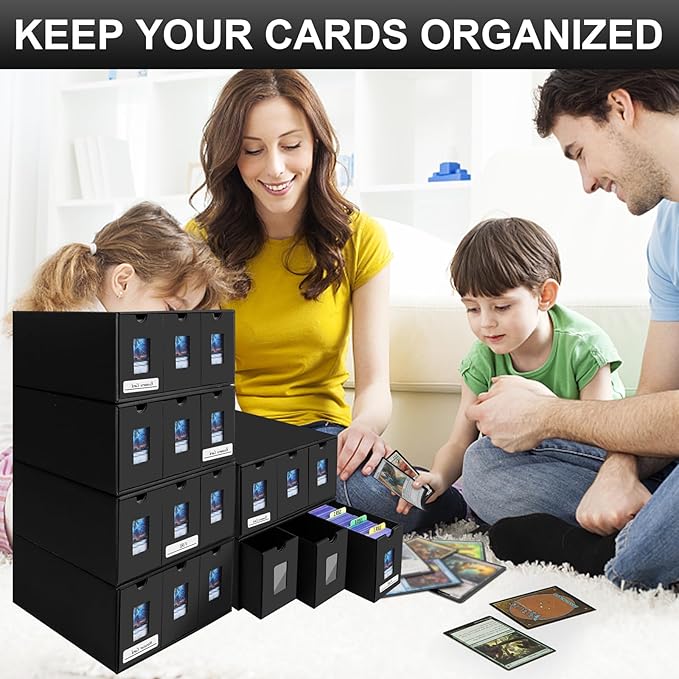 10800+ Card Storage Box, 2000+ Toploader Storage Box for Commander Display,with 72 Dividers, Labels & Tapes,Fit for TCG, PTCG, MTG
