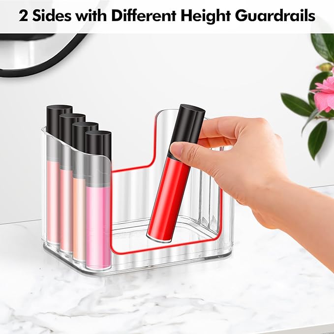 Poeland 2 Pack Stackable Makeup Organizer Tray, Medicine Cabinet Organizer, Clear Cosmetic Display Case for Cabinet, Counter, Vanity