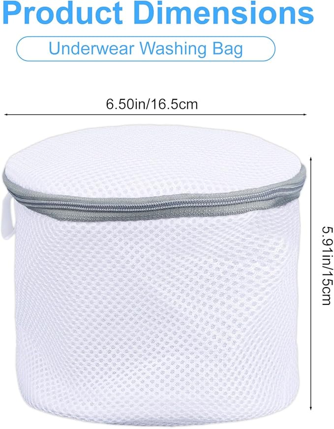 2pcs Underwear Bra Mesh Laundry Bag, 6.50x5.91in/16.5x15cm Durable Reusable Delicate Undergarment Laundry Net with Reinforced Washing Machine Mesh for College Dorm Travel Family Apartment