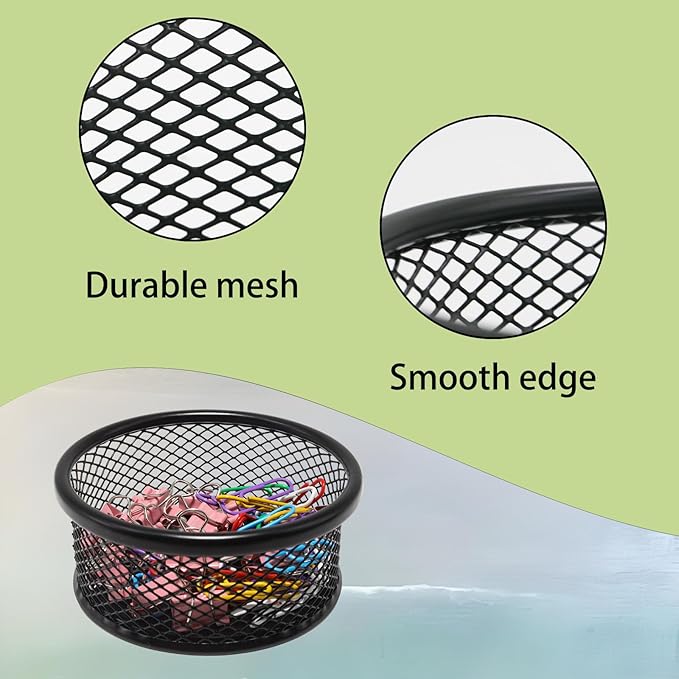 2 Pack Mesh Paper Clip Holder, Paperclip Holder for Desk, Paper Clip Dispenser Organizer
