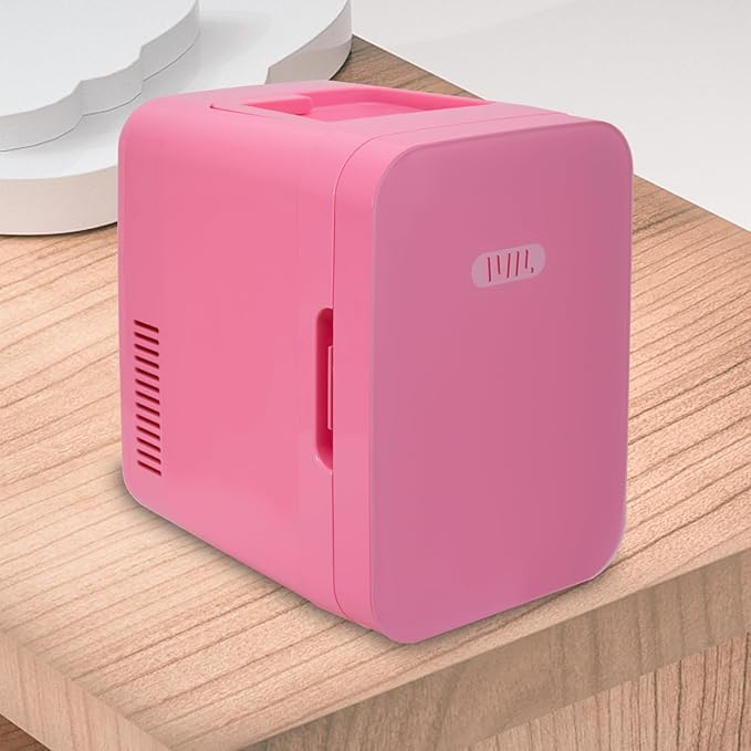 JOYSTAR 10 Liter/12 Cans Mini Fridge for Bedroom, Office, Dorm & Car, Portable Small Refrigerator for Skincare, Makeup, Beverage, Drinks, Thermoelectric Cooler & Warmer, Glass Door, Pink