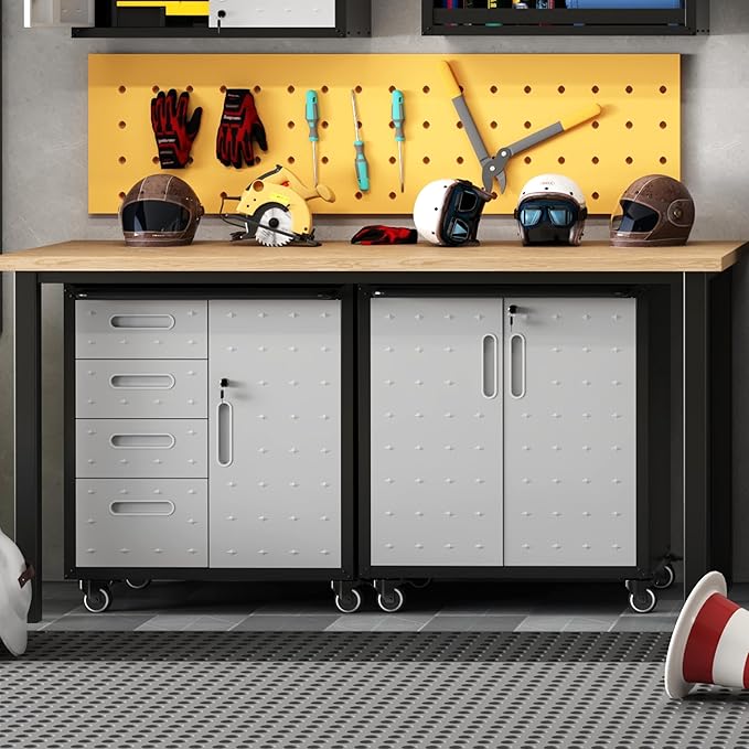 Tool Storage Cabinet, Rolling Tool Cabinet with 3 Drawers, Metal Storage Cabinet for Garage, Tool Room, Assembly Required(Black and Gray)