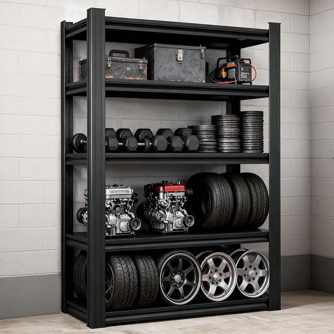 Heavy Duty Storage Shelves Unit, Adjustable Metal Garage Shelving,3500LBS Garage Storage Industrial Shelves,Storage Racks,Steel Shelf Suitable for Shop,Warehouse,Basement