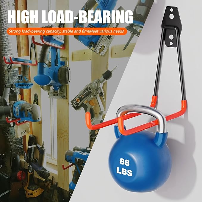 Heavy Duty Garage Storage Hooks,2 Pack Utility Steel Garage Tool Organizer Wall Mount for Hanging Power and Garden Tools Ladders Hoses Bikes Ropes & Bulk Items