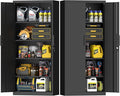 Metal Tall Storage Cabinet, Black Storage Cabinets with Doors and Shelves, 72" H File Cabinet with 4 Adjustable Shelves, Heavy Duty Locking Cabinets for Home, Office, School