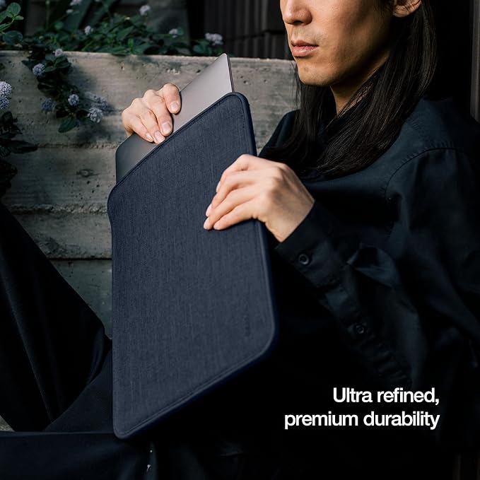 Incase ICON Sleeve with Woolenex - MacBook Air 13 inch Case - 2025, 2024, 2023, 2022, M4, M3, M2 - Fitted MacBook Case, Laptop Sleeve, Hard Cover, Durable, Lightweight - Heather Navy