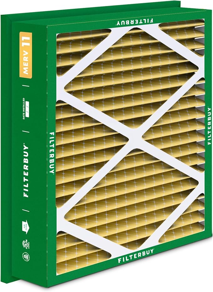 Filterbuy 20x20x5 Air Filter MERV 11 Superior Pet & Allergy Defense (4-Pack), Electrostatic Pleated HVAC AC Furnace Filters for Honeywell Return Grille FC40R1003 (Actual Size: 18.38 x 18.38 x 3.69)