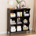 9 Cube Storage Shelf Organizer, Low Book Shelf Bookcase Entryway Table, Wood Closet Storage Display Cabinet TV Stand for Living Room, Office,Bedroom, Dorm, Dark Brown with Dark Brown Top