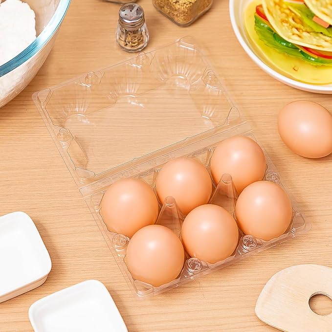 Zubebe 200 Pieces Clear Egg Cartons Plastic Egg Cartons Bulk Empty Chicken Egg Tray Holds Securely Clear Blank Egg Cartons for Chicken Farm Business Market Home Refrigerator Storage(2 x 3 Grids)