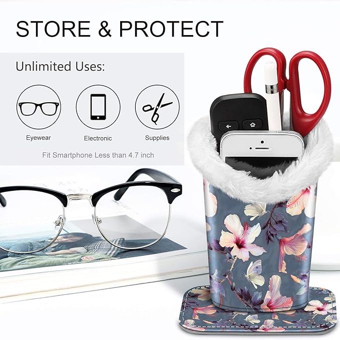 Fintie Plush Lined Eyeglasses Holder, Glasses Stand Case, Anti-scratch Glasses Storage Organizer for Desk, Nightstand, Office