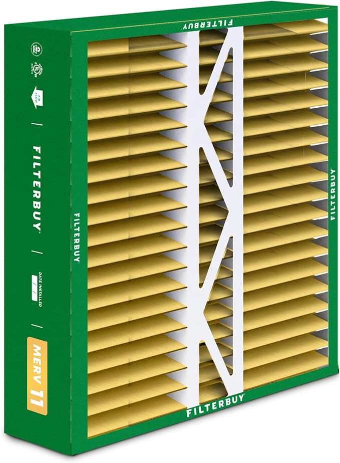 Filterbuy 20x20x5 Air Filter MERV 11 Superior Pet & Allergy Defense (4-Pack), Pleated HVAC AC Furnace Filters for Honeywell FC100A1011, Lennox X0585, and More (Actual Size: 19.63 x 19.88 x 4.38)