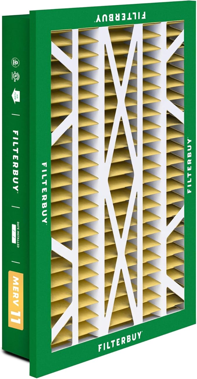 Filterbuy 16x25x5 Air Filter MERV 11 Superior Pet & Allergy Defense (4-Pack), Electrostatic Pleated HVAC AC Furnace Filters for Honeywell Return Grille (Actual Size: 14.38 x 23.38 x 3.69)