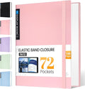 Sooez Art Portfolio 9"x12", 72 Pockets Large Portfolio Folder Display 144 Pages, Heavy Duty Binder with Plastic Sleeves&Elastic Band, Presentation Book with Clear Sheet Protector for Artwork Organizer