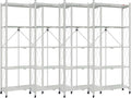 DEANIC 5 Tier Foldable Storage Shelves with Wheels, Large Capacity Shelving Unit, Freestanding Metal Wire Shelf Rack, No Assembly Organizer Rack for Garage Kitchen, Basement, Pantry(Grey Pack of 4)