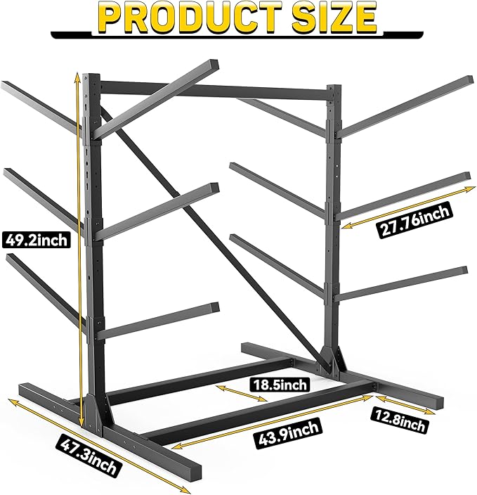 Ultrawall Kayak Storage Rack, Freestanding Kayak Racks For Garage, Adjustable Kayak Stand, Heavy Duty Paddle Board Rack For Kayak, Canoe, Surfboard, 660lbs Capacity, 3 Levels for 6 Kayaks