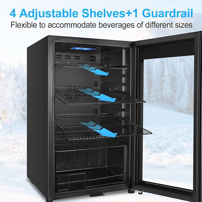 Beverage Refrigerator 126 Can, Mini Beverage Fridge Small Beverage Cooler with Glass Door Safety Lock, Drink Fridge for Beer Soda Wine, Perfect for Dorm Office Hotel