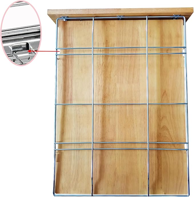 DINDON 2 Tier Pull Out Cabinet Organizer (20" W x 21" D) Slide Out Wood Shelf Double Tier Kitchen Wire Basket with Chrome Finish…