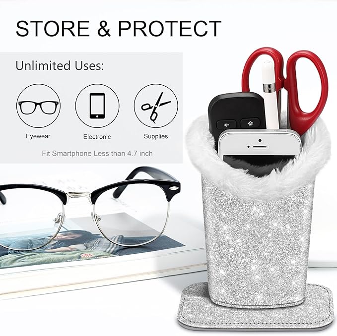 Fintie Plush Lined Eyeglasses Holder, Glasses Stand Case, Anti-scratch Glasses Storage Organizer for Desk, Nightstand, Office